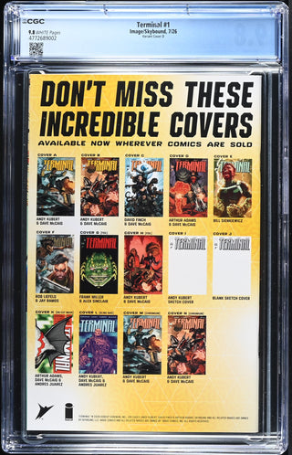 Terminal #1 (7/26) Graded CGC 9.8 Variant Cover D back cover
