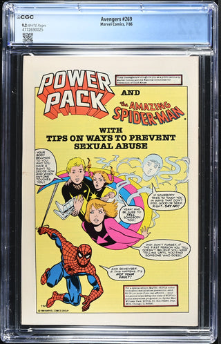 Avengers #269 (7/86) Graded CGC 9.2 back cover