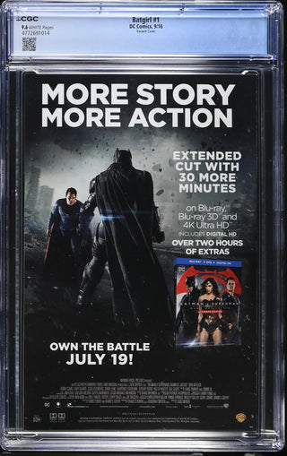 Batgirl #1 (9/16) Graded CGC 9.6 Variant Cover back cover