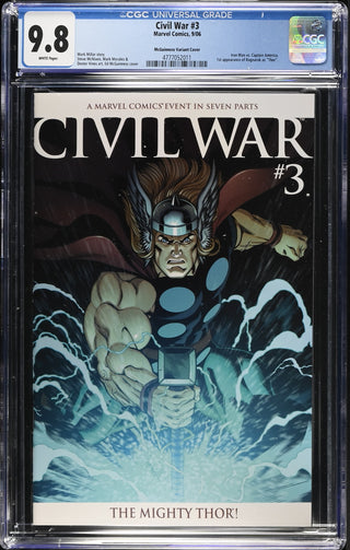 Civil War #3 (9/06) Graded CGC 9.8 McGuinness Variant Cover front cover