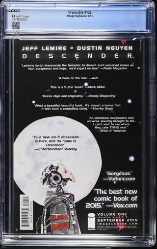 Invincible #122 (8/15) Graded CGC 9.8 back cover