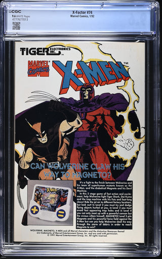 X-Factor #74 (1/92) Graded CGC 9.6 back cover