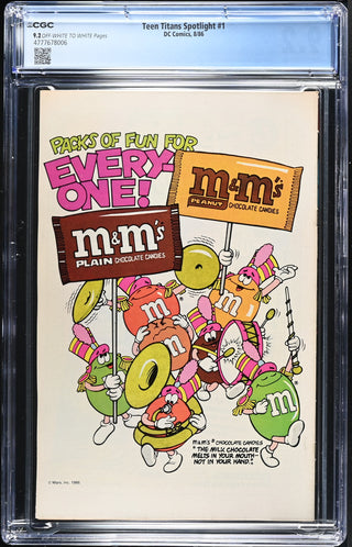 Teen Titans Spotlight #1 (8/86) Graded CGC 9.2 back cover