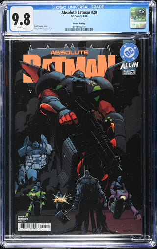 Absolute Batman #20 (8/26) Graded CGC 9.8 Second Printing front cover
