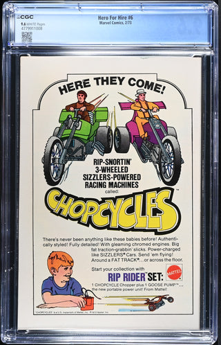 Hero For Hire #6 (2/73) Graded CGC 9.6 back cover
