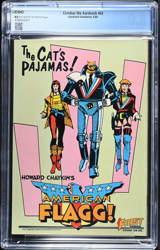 Cerebus the Aardvark #63 (6/84) Graded CGC 8.0 back cover