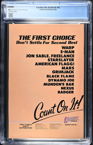 Cerebus the Aardvark #66 (9/84) Graded CGC 8.5 back cover
