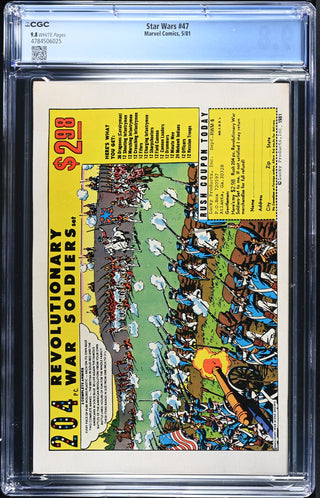 Star Wars #47 (5/81) Graded CGC 9.8 back cover