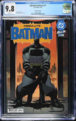 Absolute Batman #1 (5/26) Graded CGC 9.8 Eleventh Printing front cover
