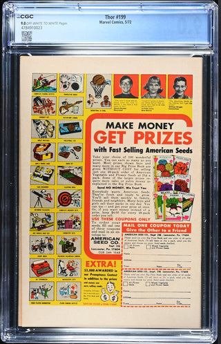 Thor #199 (5/72) Graded CGC 9.0 back cover