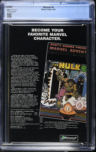 Eternals #8 (5/86) Graded CGC 9.8 back cover