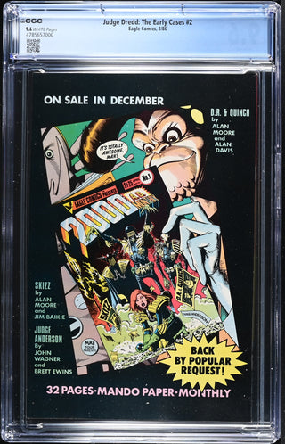 Judge Dredd: The Early Cases #2 (3/86) Graded CGC 9.6 back cover