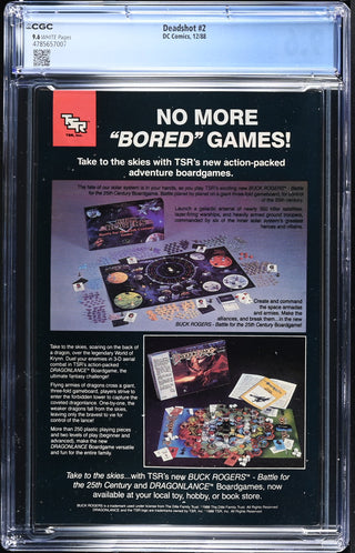 Deadshot #2 (12/88) Graded CGC 9.6 back cover