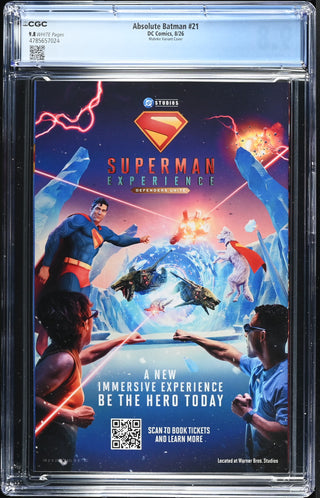 Absolute Batman #21 (8/26) Graded CGC 9.8 Mahnke Variant Cover back cover