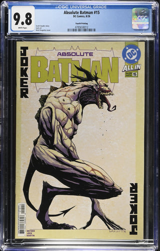 Absolute Batman #15 (8/26) Graded CGC 9.8 Fourth Printing front cover