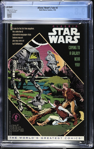 Aliens: Newt's Tale #2 (7/92) Graded CGC 9.8 back cover