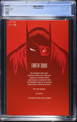 Robin 3000 #2 (1992) Graded CGC 9.8 back cover
