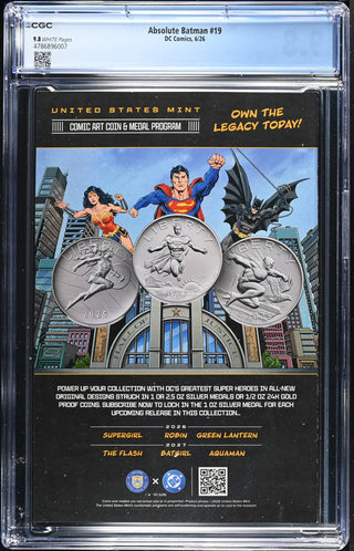 Absolute Batman #19 (6/26) Graded CGC 9.8 back cover