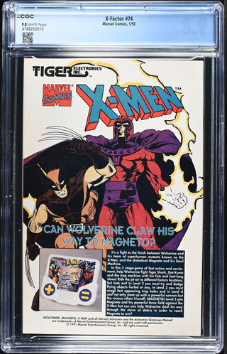 X-Factor #74 (1/92) Graded CGC 9.8 back cover