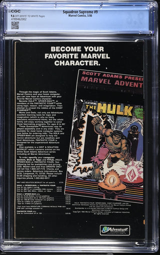 Squadron Supreme #9 (5/86) Graded CGC 9.6 back cover