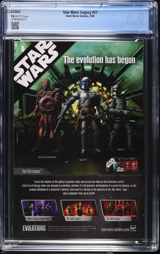 Star Wars: Legacy #21 (3/08) Graded CGC 9.8 back cover
