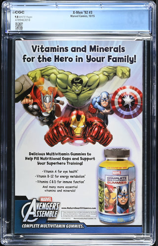 X-Men '92 #3 (10/15) Graded CGC 9.8 back cover