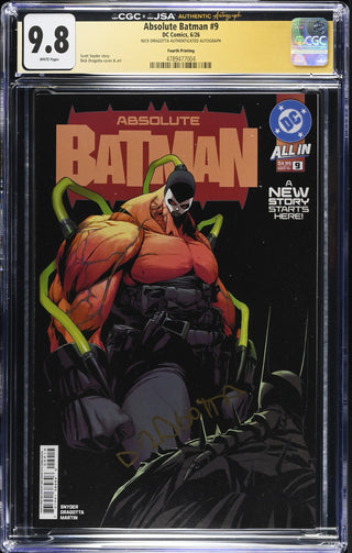 Absolute Batman #9 (6/26) Graded CGC 9.8 Fourth Printing front cover