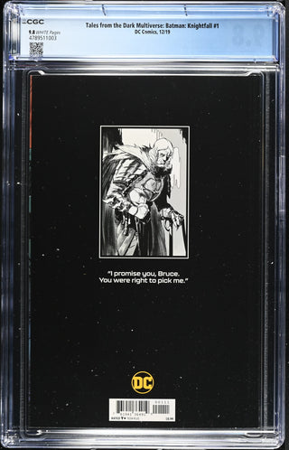 Tales from the Dark Multiverse: Batman: Knightfall #1 (12/19) Graded CGC 9.8 back cover