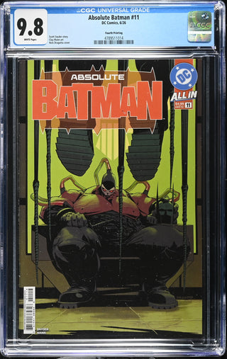 Absolute Batman #11 (6/26) Graded CGC 9.8 Fourth Printing front cover