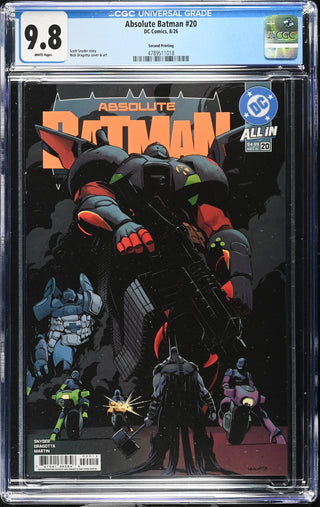 Absolute Batman #20 (8/26) Graded CGC 9.8 Second Printing front cover