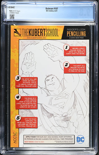 Batman #107 (6/21) Graded CGC 9.8 back cover