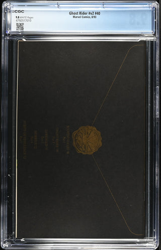 Ghost Rider #v2 #40 (8/93) Graded CGC 9.8 back cover