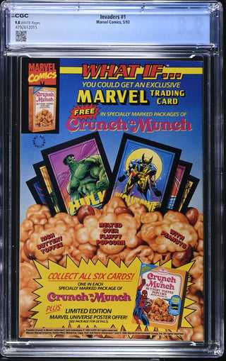 Invaders #1 (5/93) Graded CGC 9.8 back cover