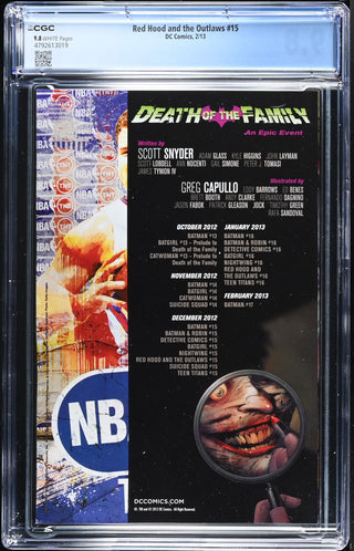 Red Hood and the Outlaws #15 (2/13) Graded CGC 9.8 back cover