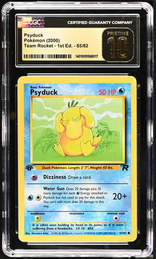 2000 Team Rocket - 1st Ed. Psyduck 65/82 CGC PRISTINE 10