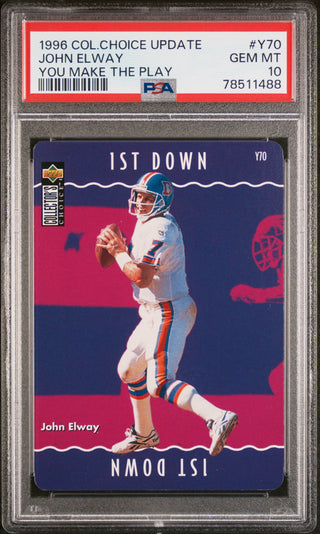1996 COLLECTOR'S CHOICE UPDATE YOU MAKE THE PLAY JOHN ELWAY #Y70 PSA 10