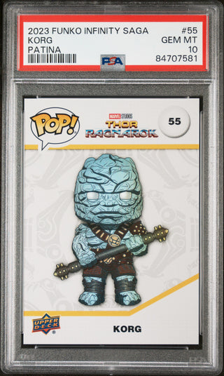 2023 UPPER DECK FUNKO POP MARVEL  KORG PATINA #55  PSA 10