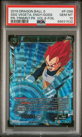 2019 DRAGON BALL SUPER OFFICIAL  SSG VEGETA, ENGY/GODS #P-098 PSA 10