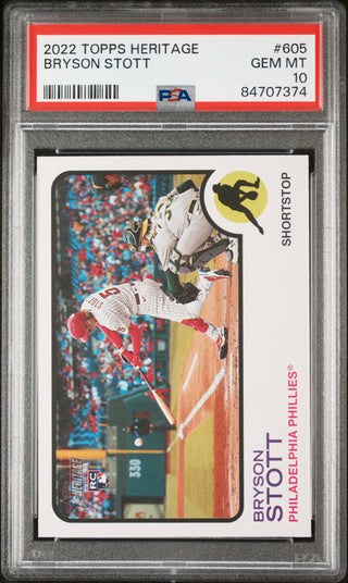 2022 TOPPS HERITAGE BRYSON STOTT  #605 - PSA 10 ROOKIE CARD