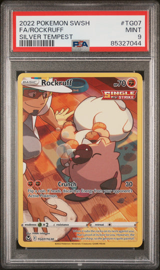 2022 POKEMON SWORD & SHIELD SILVER TEMPEST Full Art ROCKRUFF #TG07 PSA 9