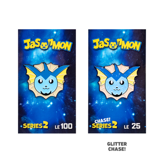 JasonMon Series 2 Vaporeon enamel pin, 7BAP exclusive: common (LE 100) and glitter chase (LE 25)