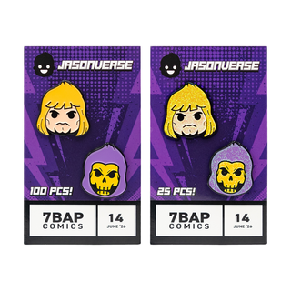 Jasonverse Masters of the Universe He-Man & Skeletor Pin Set - 7BAP Exclusive /100pcs **Shot at Chase Glitter/25pcs**