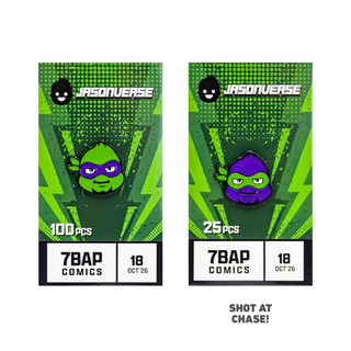 Jasonverse "Don" turtle enamel pin, 7BAP exclusive: common (100 made) and color chase (25 made)