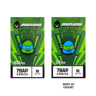 Jasonverse "Leo" turtle enamel pin, 7BAP exclusive: common (100 made) and color chase (25 made)