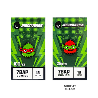 Jasonverse "Raph" turtle enamel pin, 7BAP exclusive: common (100 made) and color chase (25 made)