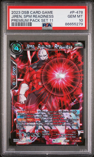 2023 DRAGON BALL SUPER 0 POWER ABSORBED 11 JIREN, SPM READINESS #P-478 - PSA 10