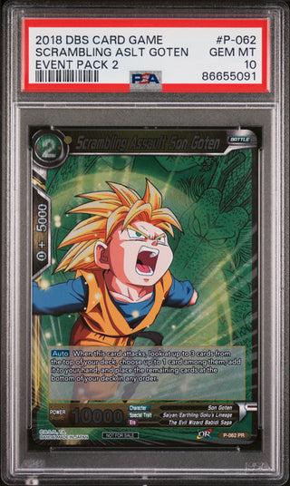 2018 DRAGON BALL SUPER EVENT 2 2018 SCRAMBLING ASLT GOTEN #P-062 - PSA 10