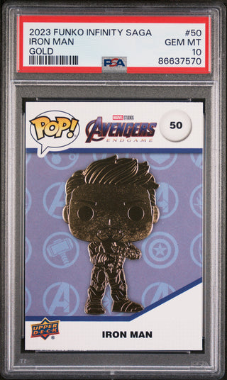 2023 UPPER DECK FUNKO POP MARVEL  IRON MAN GOLD #50  PSA 10