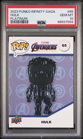 2023 UPPER DECK FUNKO POP MARVEL  HULK PLATINUM #65  PSA 10