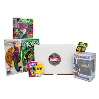 Mystery Grail Marvel Mega Box - Funko Pop, Sealed Card Packs, Comics, Enamel Pin & Bonus Items